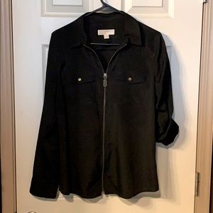 Michael Kors Black Zip Blouse L